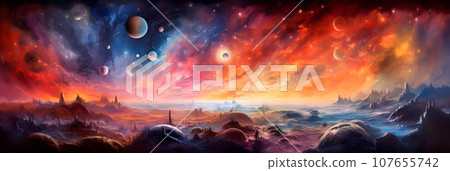 space scene with celestial bodies space showing the beauty of space exploration. 107655742