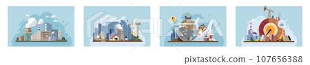 Industrial pollution. Dirty waste. Environmental pollution. Vector illustration. Trash emission strategies must include community participation Environmental pollution is burden on future generations Industrial pollution. Dirty waste. Environmental pollution. Vector illustration. Trash emission strategies must include community participation Environmental pollution is burden on future generations 107656388