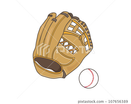 棒球和棕色手套 107656389