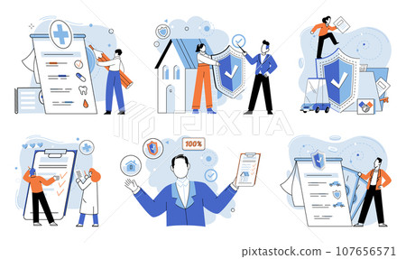 Insurance for car, property, travel, accident, life, medical. Assurance protection is pillar of modern financial planning Insurance concept is broad and caters different individual needs Covers home Insurance for car, property, travel, accident, life, medical. Assurance protection is pillar of modern financial planning Insurance concept is broad and caters different individual needs Covers home 107656571