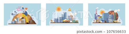 Industrial pollution. Dirty waste. Environmental pollution. Vector illustration. The link between air, water, and soil pollution and industrial production is undeniable Factory emitting smoke has to Industrial pollution. Dirty waste. Environmental pollution. Vector illustration. The link between air, water, and soil pollution and industrial production is undeniable Factory emitting smoke has to 107656633