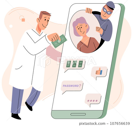 Concept of hacker attack, fraud investigation, internet phishing attack, evil victory, personal privacy data, email and money hacking and theft. Hacker steals account and thieves banking information 107656639