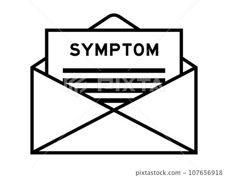 Envelope and letter sign with word symptom as the headline Envelope and letter sign with word symptom as the headline 107656918