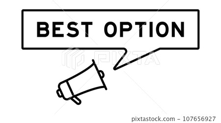 Megaphone icon with speech bubble in word best option on white background Megaphone icon with speech bubble in word best option on white background 107656927