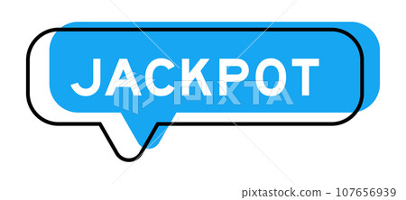 Speech banner and blue shade with word jackpot on white background 107656939