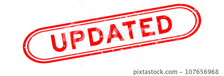 Grunge red updated word rubber seal stamp on white background Grunge red updated word rubber seal stamp on white background 107656968