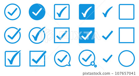 淺藍色線複選標記圖示集 淺藍色線複選標記圖示集 107657041