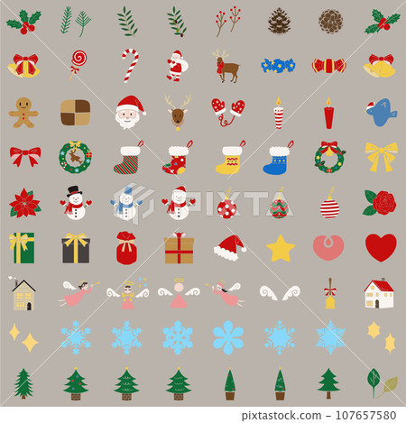 Christmas decoration material set, vector Christmas decoration material set, vector 107657580