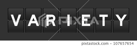 Black color analog flip board with word variety on gray background Black color analog flip board with word variety on gray background 107657654