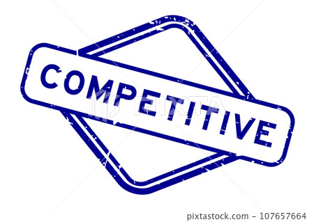 Grunge blue competitive word rubber seal stamp on white background 107657664