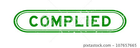 Grunge green complied word rubber seal stamp on white background 107657665
