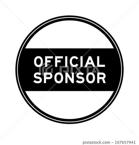 Black color round seal sticker in word official sponsor on white background 107657941