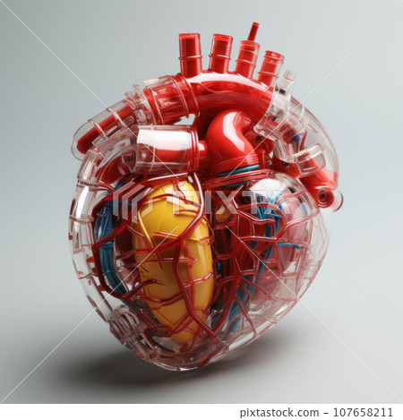 Colorful Hearts toy made of plastic. Ai generated. 107658211