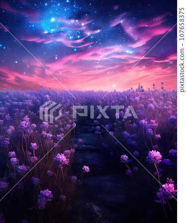 the night sky with stars and flowers in it, as if you want to see what i'm this is the night sky with stars and flowers in it, as if you want to see what i'm this is 107658375