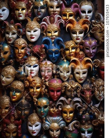 many different colored masks hanging on a wall in venice, italy this is one of my favorite things to do when i'm 107658433