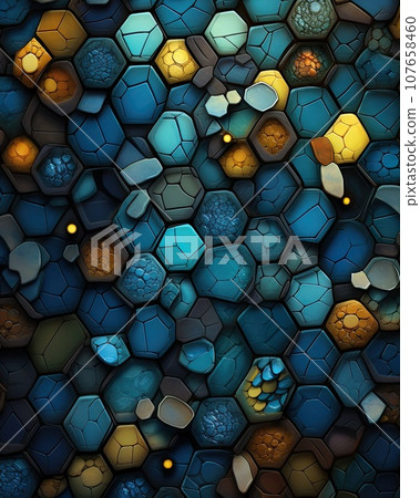 an abstract background with hexagons in blue, orange and yellow colors stock photo - free image on pifx 107658460