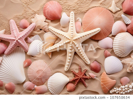 starfish and seashells on the beach sand with copy - up text that reads, how to create your own starfish and seashells on the beach sand with copy - up text that reads, how to create your own 107658634