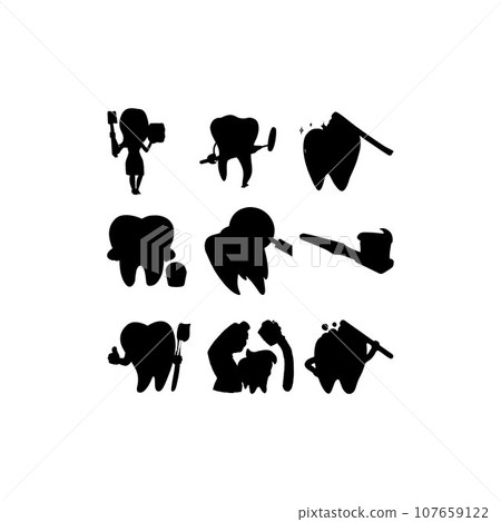 dental care collection set silhouette design dental care collection set silhouette design 107659122