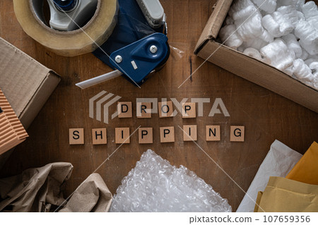 Drop shipping concept - packaging materials Drop shipping concept - packaging materials 107659356