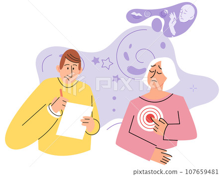 Dialog between psychologist, psychoanalyst or psychotherapist and patient. Psychotherapy, psychotherapeutic aid for adults. Mental therapy session, correction of patients behavior and emotions Dialog between psychologist, psychoanalyst or psychotherapist and patient. Psychotherapy, psychotherapeutic aid for adults. Mental therapy session, correction of patients behavior and emotions 107659481