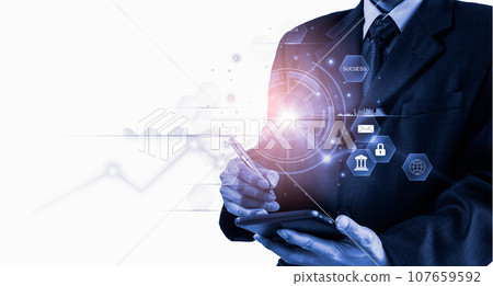 Stock market or forex trading graph and candlestick chart suitable for financial investment concept. Economy trends background for business idea and all art work design. Abstract finance background.. 107659592