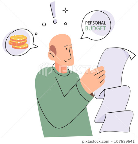 Financial consultant with documents for tax calculation. Preparing financial tax report. Accountant analyzing personal or corporate budget. Accounting process. Distribution of income and expenses 107659641