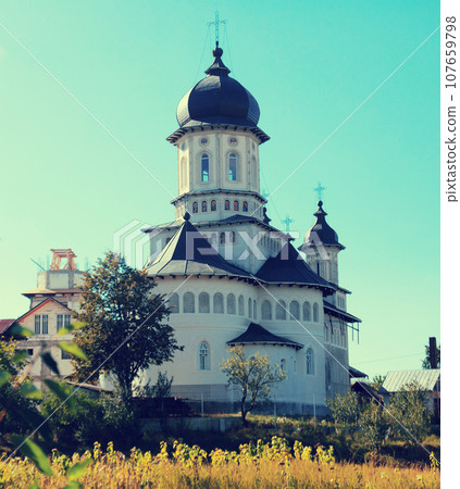 Old style church of Bogdanesti, Romania 107659798