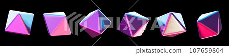 A set of futuristic octahedrons in neon colors A set of futuristic octahedrons in neon colors 107659804