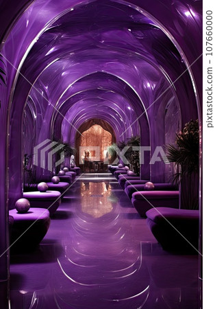 the inside of an indoor spa with purple lighting and white couches in the room is lit by leds the inside of an indoor spa with purple lighting and white couches in the room is lit by leds 107660000