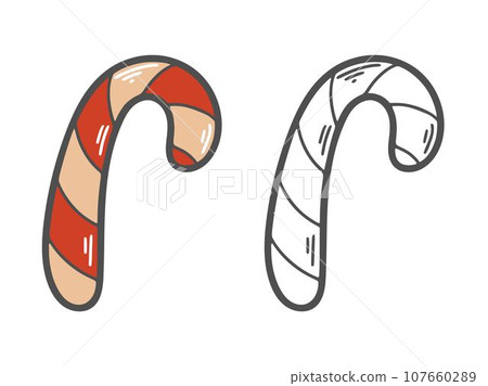Traditional christmas candy cane doodle sketch style Traditional christmas candy cane doodle sketch style 107660289