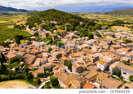 View from drone of french commune Fontcouverte View from drone of french commune Fontcouverte 107660436