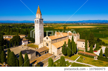 Aerial view of Aquileia with Basilica di Santa Maria Assunta Aerial view of Aquileia with Basilica di Santa Maria Assunta 107660473