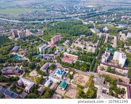 Voskresensk cityscape with Church of Icon of Our Lady of Jerusalem Voskresensk cityscape with Church of Icon of Our Lady of Jerusalem 107661299