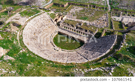Aerial view of ancient theater at Aphrodisias. Turkey 107661541