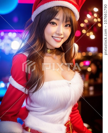 聖誕節插畫聖誕老人服裝 cosplay 美女聖誕節 107661790