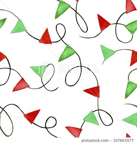 seamless watercolor pattern for new year, christmas, holiday. cute flags in red and green. simple holiday print seamless watercolor pattern for new year, christmas, holiday. cute flags in red and green. simple holiday print 107663077