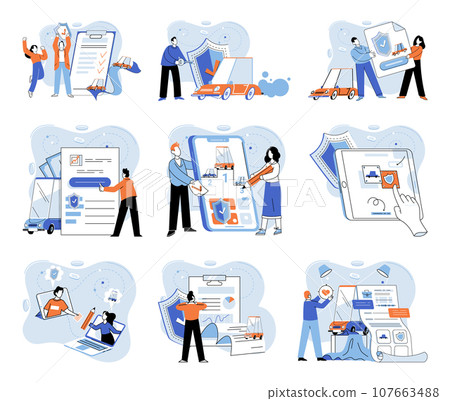 Insurance for car, property, travel, accident, life, medical. Care about family life often means planning for future with insurance Healthcare finance options allow for flexibility in medical service 107663488