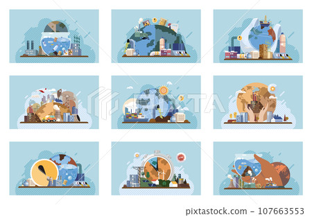 Industrial pollution. Dirty waste. Environmental pollution. Vector illustration. Trash emission is contributing to environmental pollution Dirty waste from factories is polluting our water sources Industrial pollution. Dirty waste. Environmental pollution. Vector illustration. Trash emission is contributing to environmental pollution Dirty waste from factories is polluting our water sources 107663553