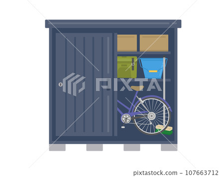 門開著的家庭倉庫插圖 107663712