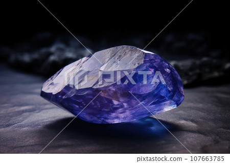 Tanzanite is a rare precious natural stone on black background. AI generated. Header banner mockup with space. Tanzanite is a rare precious natural stone on black background. AI generated. Header banner mockup with space. 107663785