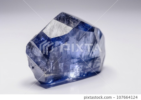Benitoite is a rare precious natural stone on a white background. AI generated. Header banner mockup with space. 107664124