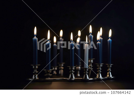 Hanukkah is a Jewish holiday, family religious traditional symbol of Judaism. 107664142