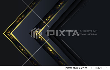Abstract grey gold glitter light black shadow arrow direction geometric design modern luxury futuristic background vector 107664196