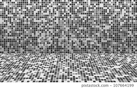 Mosaic grey tone wall and floor room blank space background Mosaic grey tone wall and floor room blank space background 107664199