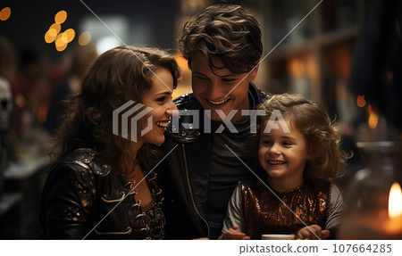 Halloween is a fun traditional holiday. The family makes a symbol out of a pumpkin and a candle. Halloween is a fun traditional holiday. The family makes a symbol out of a pumpkin and a candle. 107664285