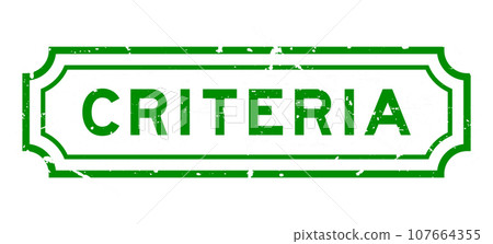 Grunge green criteria word rubber seal stamp on white background 107664355