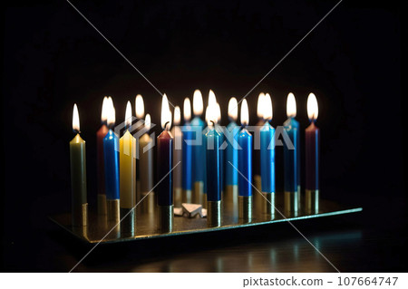 Hanukkah is a Jewish holiday, family religious traditional symbol of Judaism. 107664747