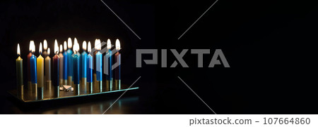 Hanukkah is a Jewish holiday, family religious traditional symbol of Judaism. 107664860