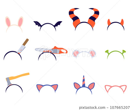 Halloween Headbands Set Collection Isolated Vector Elements Halloween Headbands Set Collection Isolated Vector Elements 107665207