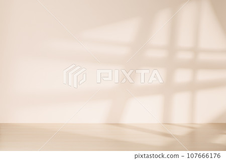 Wooden table and sunlit wall, product template Wooden table and sunlit wall, product template 107666176